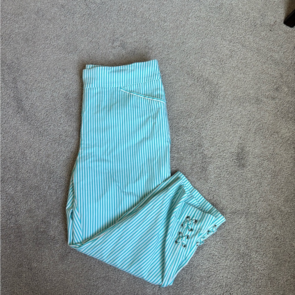 Chico's Aqua Striped Leggings